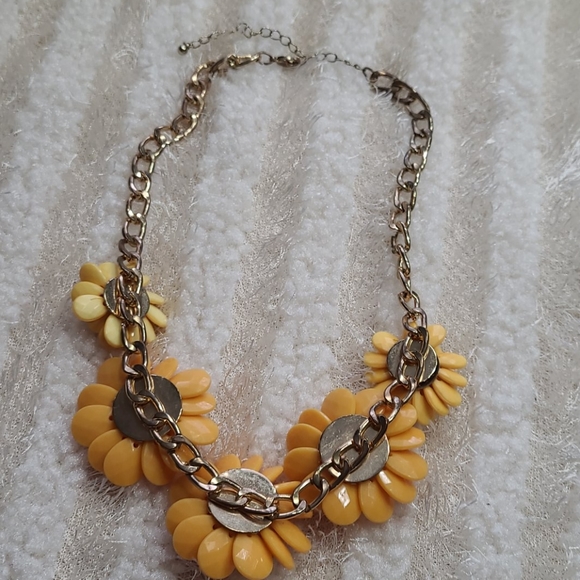 Stunning Necklace Yellow Marigold Petals Ombre Vintage Faceted Beads Crystals - Picture 6 of 8
